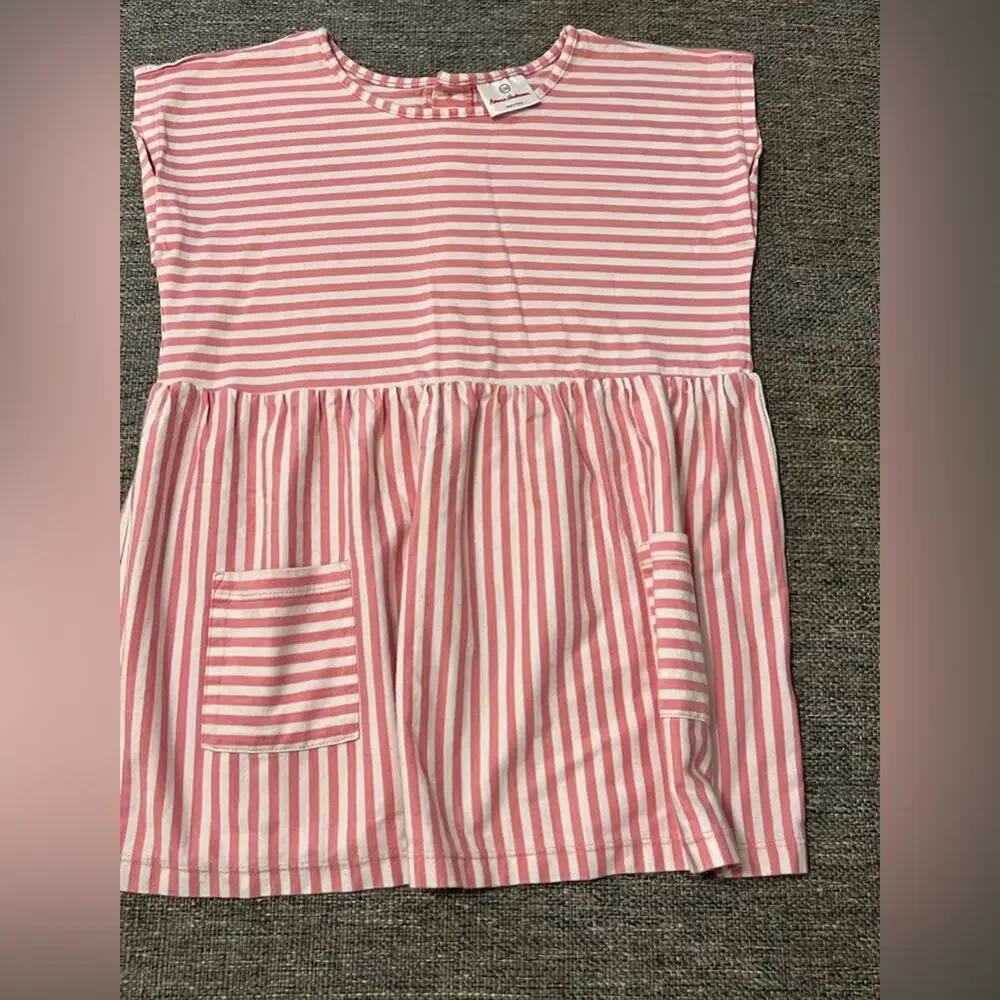 Hanna Andersson | Starfish Pink Stripe Happy Pocket Top - Girls size 150 - Picture 2 of 5